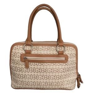 Giani Bernini Top Double Handle Dome Sachel Signature Leather Cream Tan …